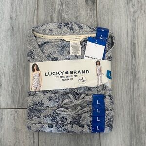 Lucky Brand Gray and Blue Floral Pajama Set